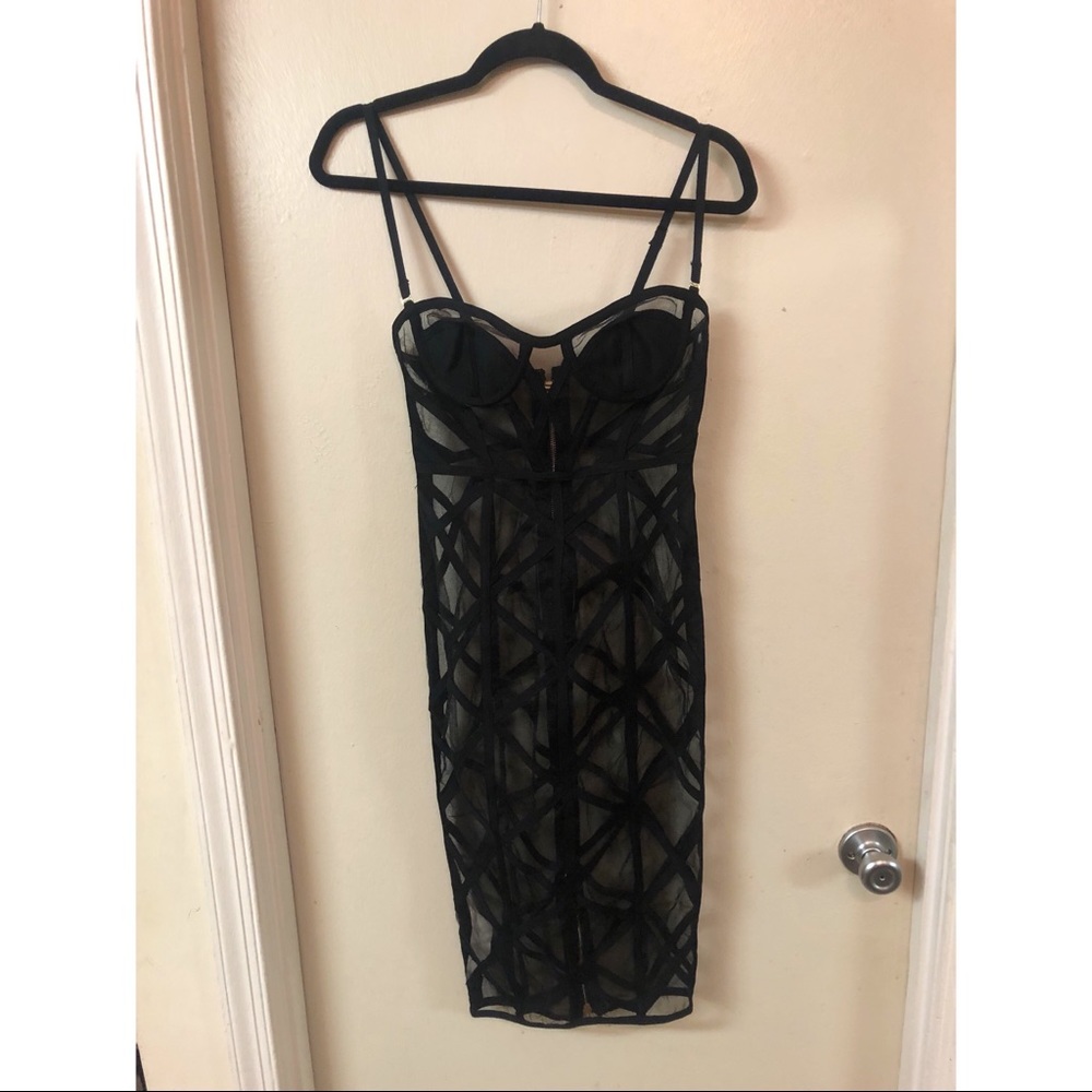 House of CB Mesh Geometrical Dress